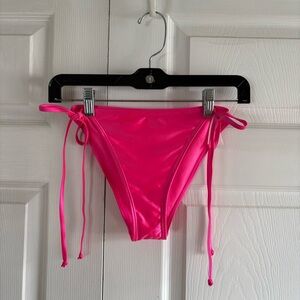 Betty Jade String Side Bikini Bottom Fuchsia Neon Pink L‎ High Rise Flattering